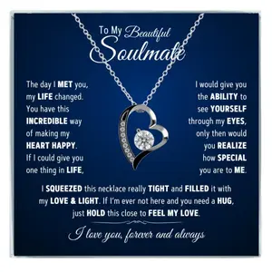 To My Soulmate, Soul Mate Jewelry For Women, Future Wife, To My Wife Necklace From Husband, Girlfriend With Message Card Two Tone Box, Love & Light #1900, White Forever Love Necklace Christmas Gifts, Jewelry Gifts, Birthday Gifts