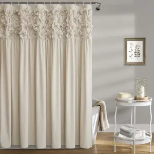 YRZTRK Camel Ruffle Shower Curtain Vintage Handcrafted Bow Tie Ruched Microfiber Bath Curtain for Master Bathroom with 12 Buttonholes 72 W x 72 H