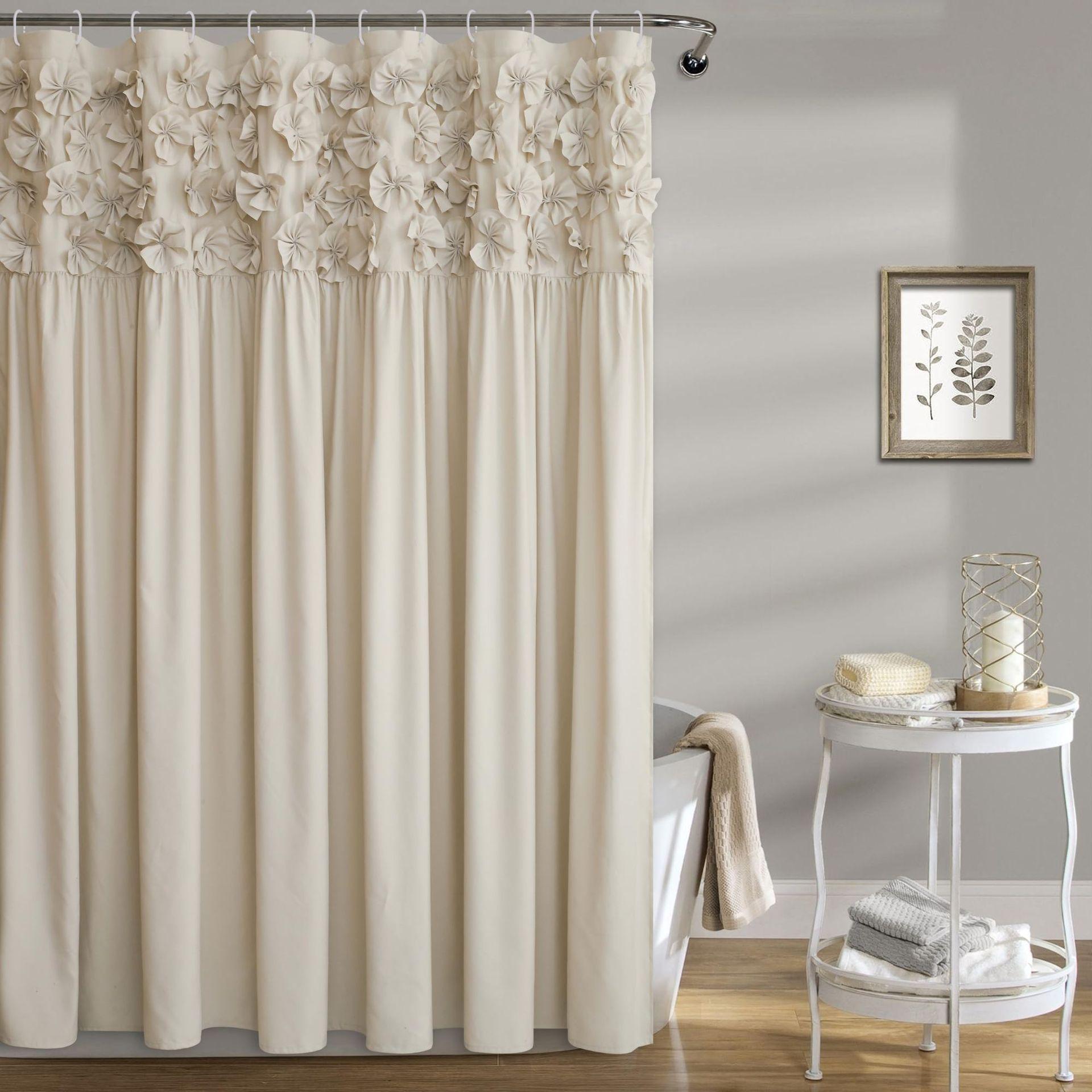 YRZTRK Camel Ruffle Shower Curtain Vintage Handcrafted Bow Tie Ruched Microfiber Bath Curtain for Master Bathroom with 12 Buttonholes 72 W x 72 H