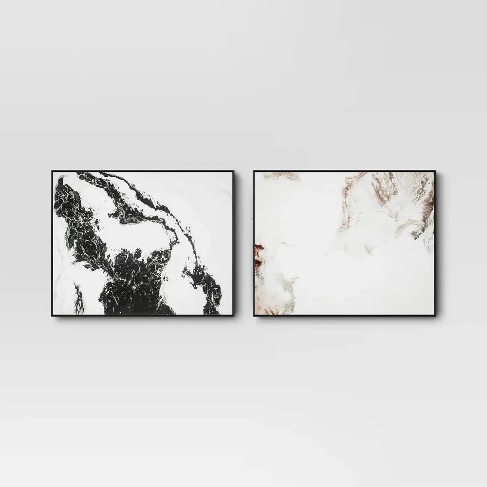 Threshold Modern Wall Art Canvas Abstract 30"x24" 2pk Marbleed Canvases Black Threshold Modern Wall Art Canvas Abstract 30"x24" 2pk Marbleed Canvases Black