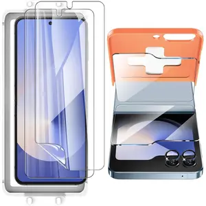 [2 Sets 6 Pack] Screen Protector for Samsung Galaxy Z Flip 6 / Z Flip 7 FE, Internal Flexible TPU Film + Outer Tempered Glass Film + Metal Camera Lens Protector, Anti-Scratch, No Bubbles-USA