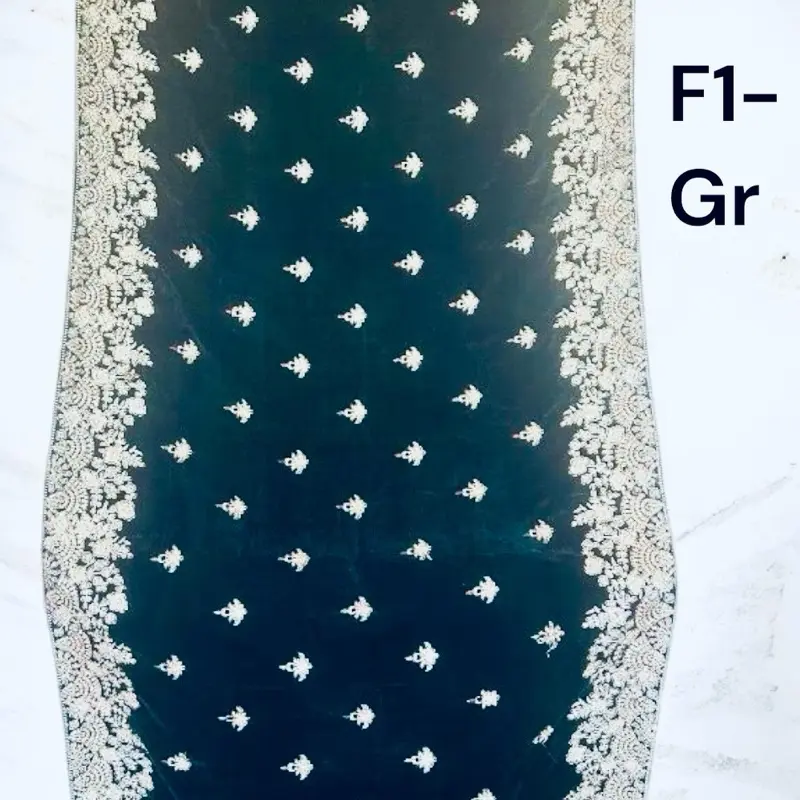 Luxury Velvet Embroidered Shawl | Elegant Zardosi Work Bridal Dupatta | Wedding Evening Wrap