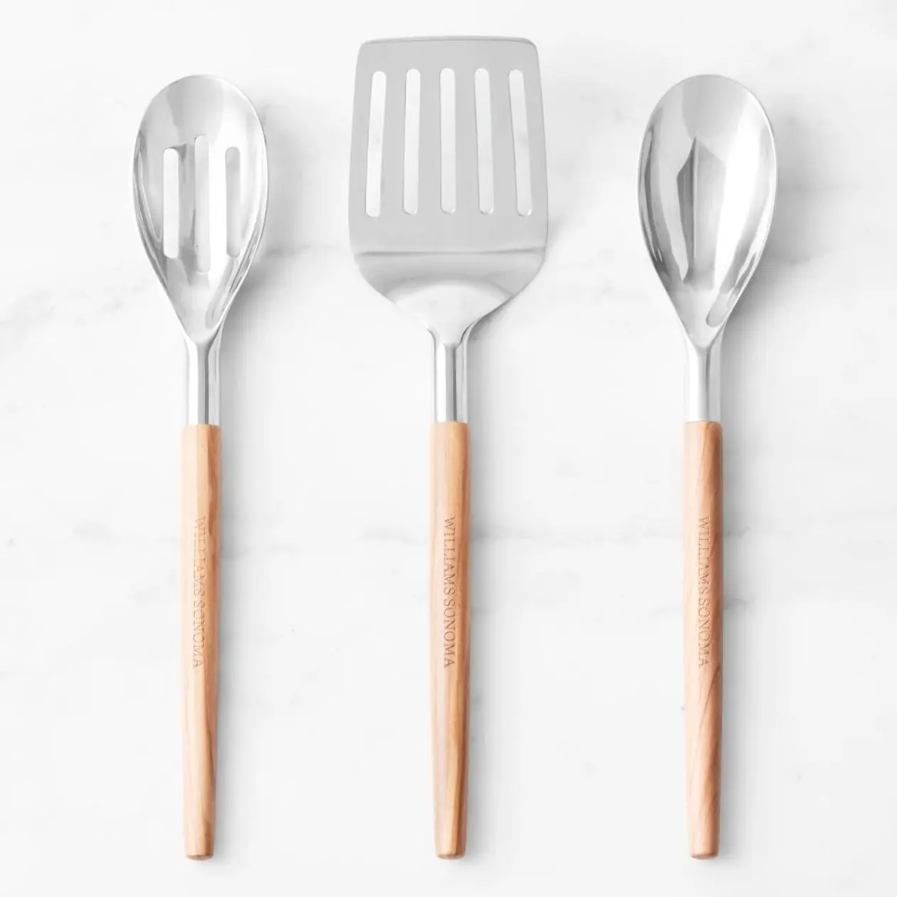 Williams Sonoma Olivewood Stainless-Steel Essential Utensils, Set of 3