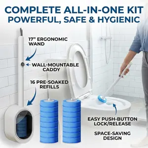 Wall Mounted Disposable Toilet Brush Set With Replacement Heads Deep Cleaning Bathroom Toilet Cleaner