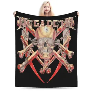 Megadeth Killing Is My Business Throw Blanket, Soft Flannel Rock Band Blanket for Sofa Couch Bed, Lightweight Cozy Blanket