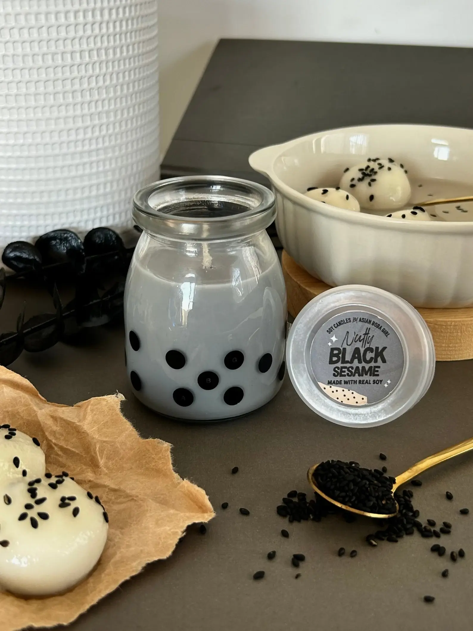 Black Sesame Rice Ball Candle