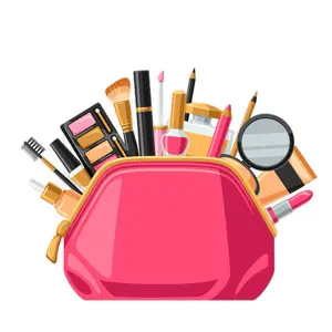 Makeup Bundle - Pink Cosmetic Bag with Lipstick, Eyeshadow, and More