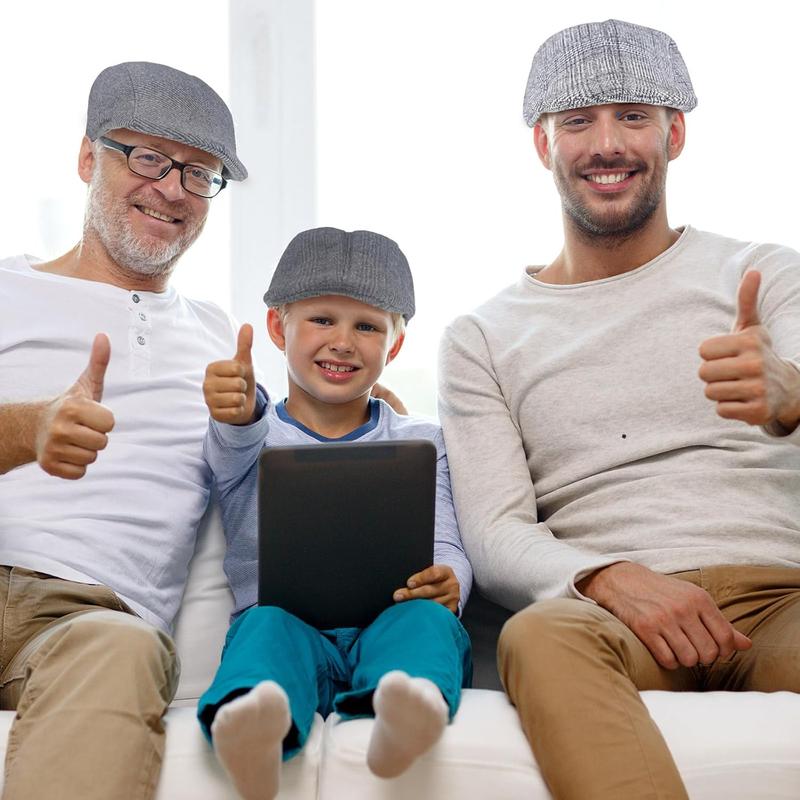 6 Pieces Newsboy Cap for Men Classic Herringbone Tweed Flat Cap Irish Beret Hat for Cabbie Driving Hunting