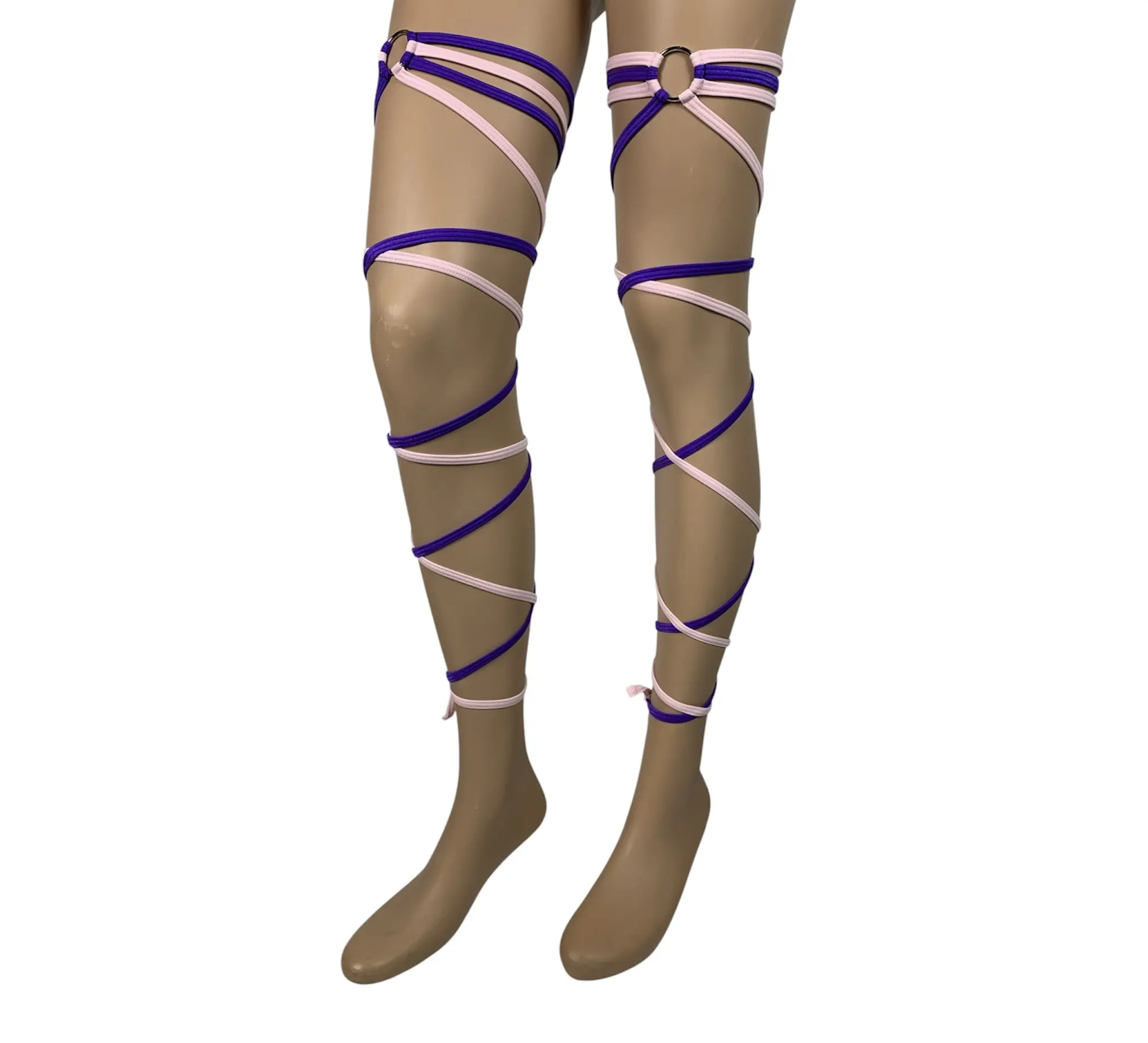 Purple Baby Pink  Garters Leg Wraps O-Ring Handmade Rave Outfits Exotic Pole Stripper dancewear