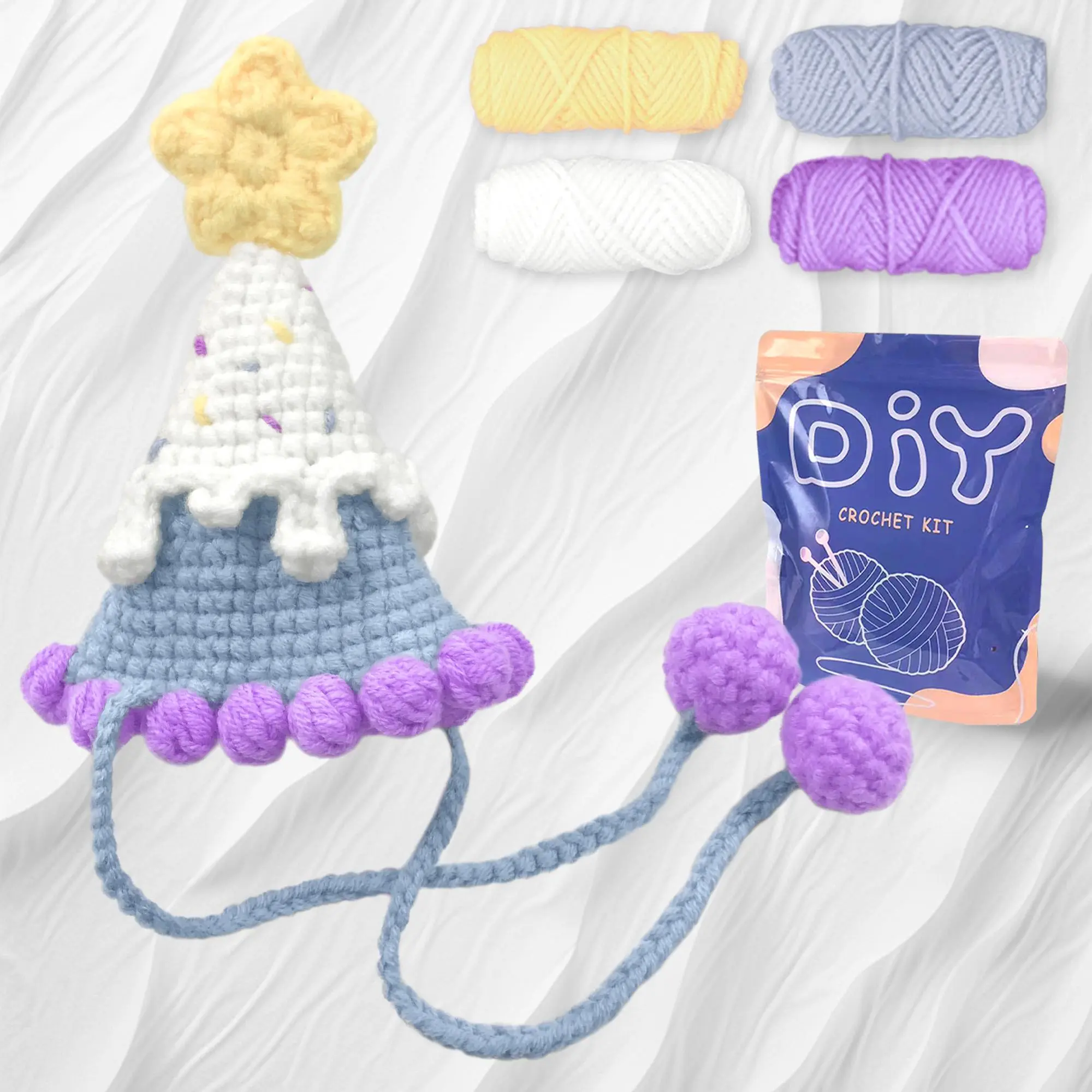 Birthday hats，Perfect for Beginners, Includes Step-by-Step Video Tutorial,Cute Woven Craft for Delicious Food and Gift-Giving Essentials(Accessories In Random Color）