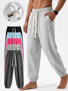 Stretch Fit Men Jogger Sweatpants, Adjustable Drawstring Waist, Wrinkle Resistant Ankle Cuff Pants for Sports Lounge Daily Wear，Soft Elastic Drawstring Tapered Pants Loose Fit Lounge Daily
