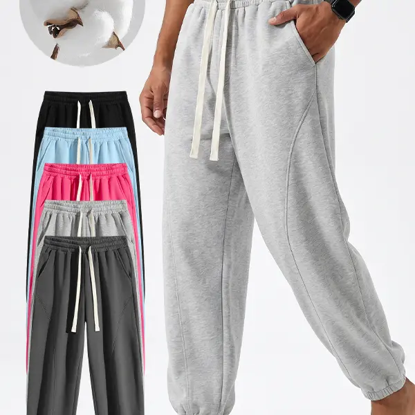 Stretch Fit Men Jogger Sweatpants, Adjustable Drawstring Waist, Wrinkle Resistant Ankle Cuff Pants for Sports Lounge Daily Wear,Soft Elastic Drawstring Tapered Pants Loose Fit Lounge Daily