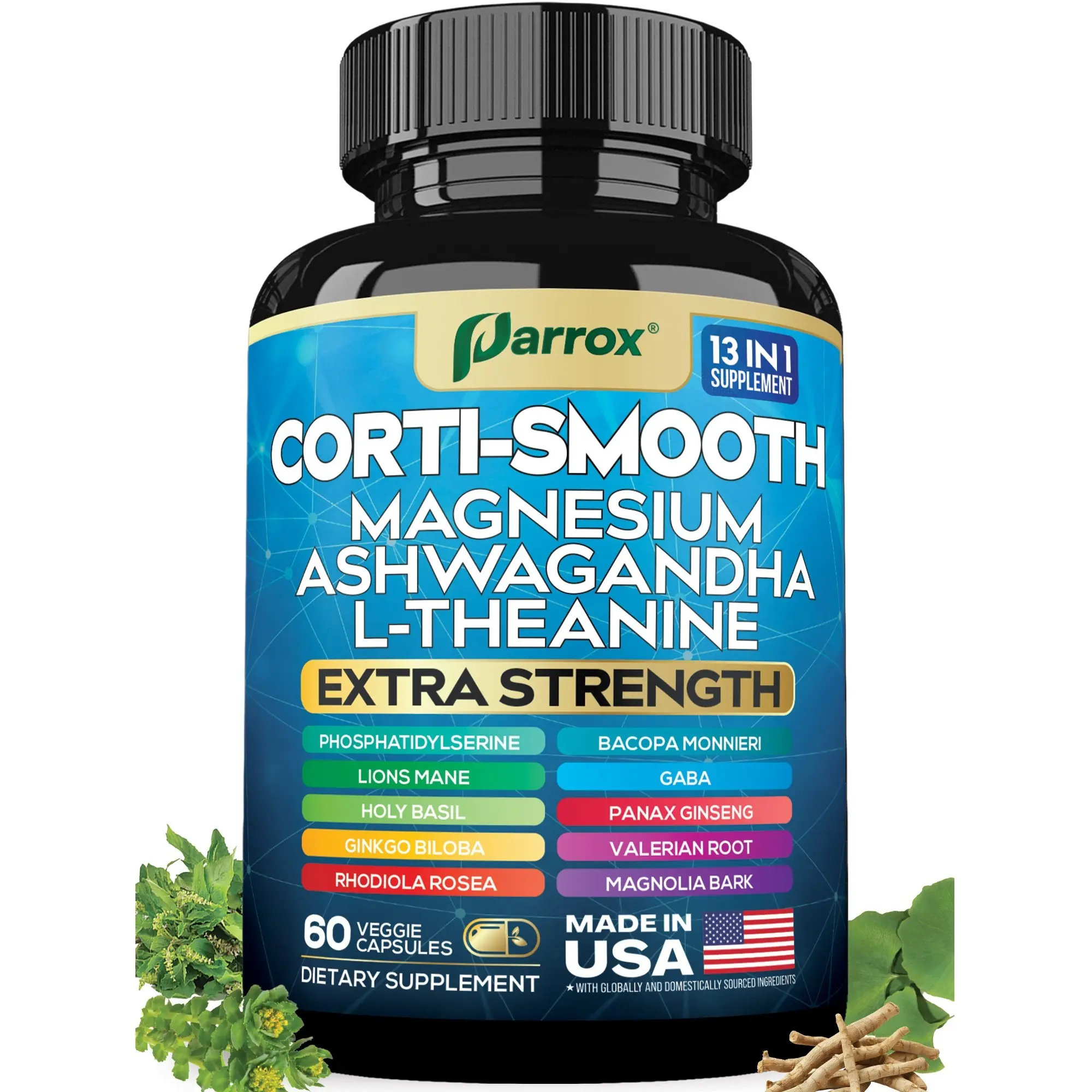 Corti-Smooth Magnesium Supplement - Parrox 13 in 1 Cortisol Supplement with Ashwagandha, L-Theanine & More Natural Ingredients - Made in USA - 60 Capsules - TikTok Shop Corti-Smooth Magnesium Supplement - Parrox 13 in 1 Cortisol Supplement with Ashwagandha, L-Theanine & More Natural Ingredients - Made in USA - 60 Capsules - TikTok Shop