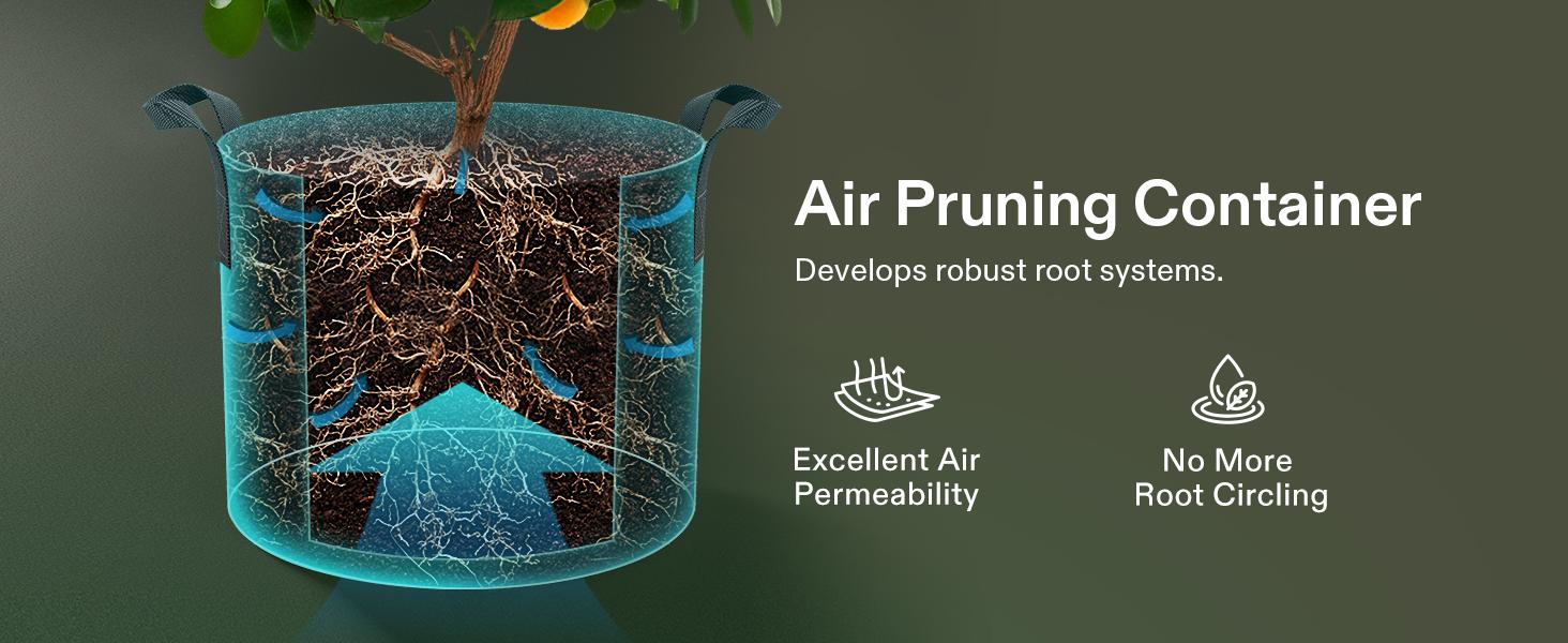 VIVOSUN 5-Pack Grow Bags, Heavy Duty Thickened Nonwoven Fabric Pots with Handles,Black