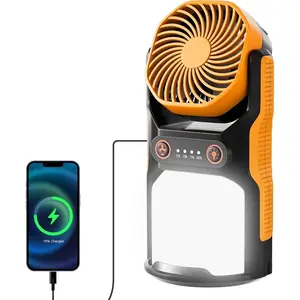 2-in-1 Camping Lantern with Fan, 1000LM Rechargeable Tent Light, 4400mAh Power , 3-Speed Portable Fan with 210? Adjustable Angle, USB-C  Light for Camping, Office, Power Outage