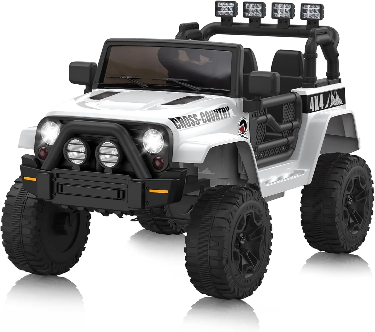 Gaomon 12V Kids Ride-On Car with Ride on Wheels - 1-Button Start, Dual Doors, Parental Remote Control, 2 Adjustable Speeds, LED Lights, 44 lbs Capacity for 4-6 Years Old (White)