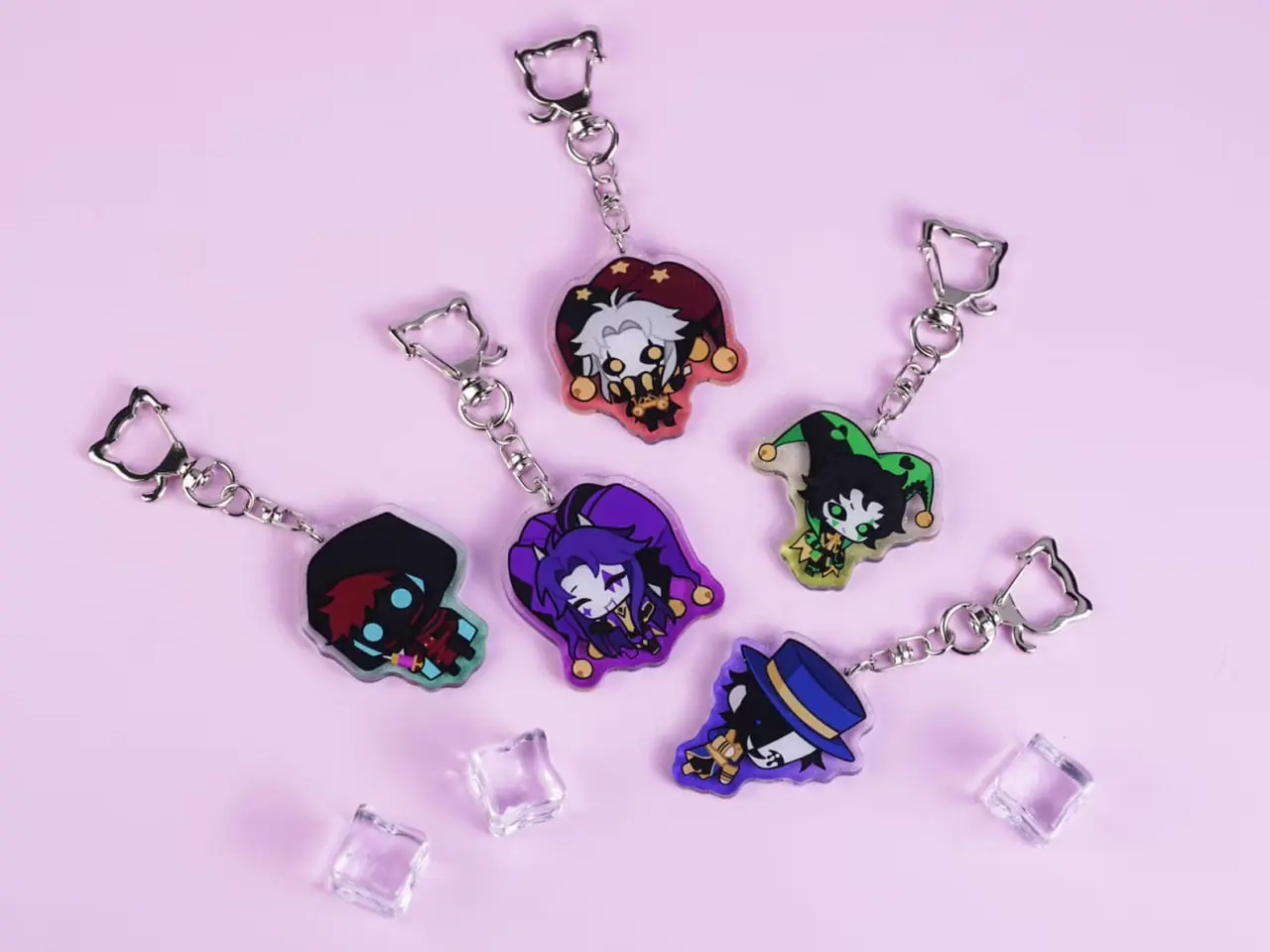 Cute Gothic Mouse Acrylic Keychain - Emo Style Character with Cheese Charm