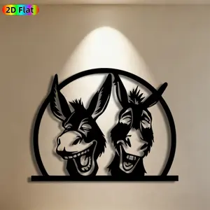 1pc Donkey Metal Wall Art, Cheerful Donkey Statue Mural, Ideal Gift for New Year, Easter, Animal Decor Enthusiasts, Weather-Resistant Metal Wall Decor Wall Sculptures, Perfect for Garden Wall & Backyard Fence Donkey Enthusiasts