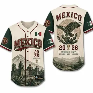 Mexico 2026 Baseball Jersey, Mexican Heritage Football Shirt for Men Women, Soccer Fan Apparel Gift Tee