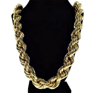 14k Gold Plated Hollow Rope Necklace 1980's Hip Hop Dookie Chain 30" 20MM Thick