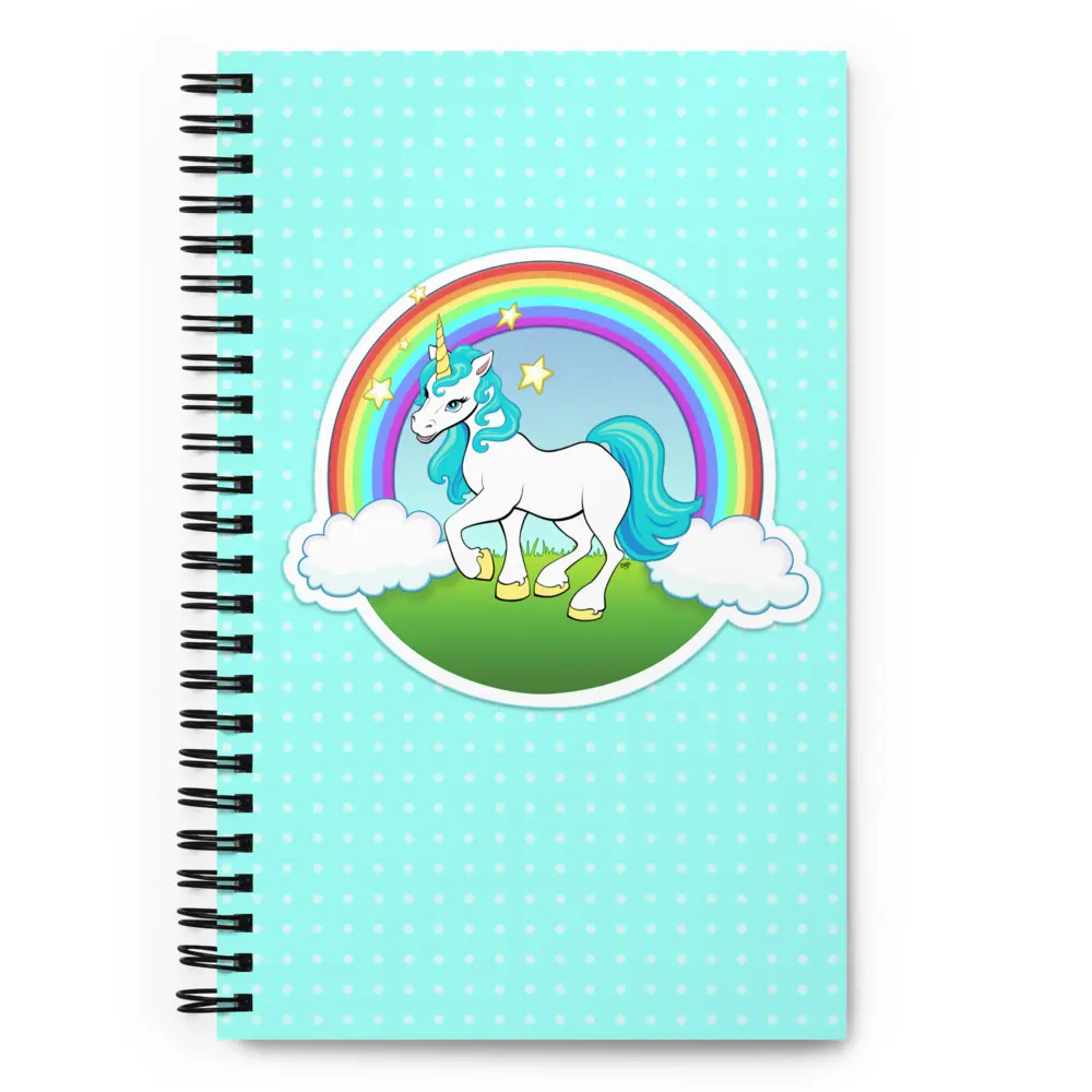 Cute Funny Cartoon Unicorn Spiral Notebook for Kids and Kids at Heart