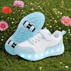 2025 Pink LED Mesh Sneakers Kids Roller Skate Style Boots with Wheels Comfortable Sole Lace Hat Christmas Dress Wearing Kpop Set Stylish Autumn Boy Birthday Gift Winter Warm Jacket Bow Decoration Plush Romper