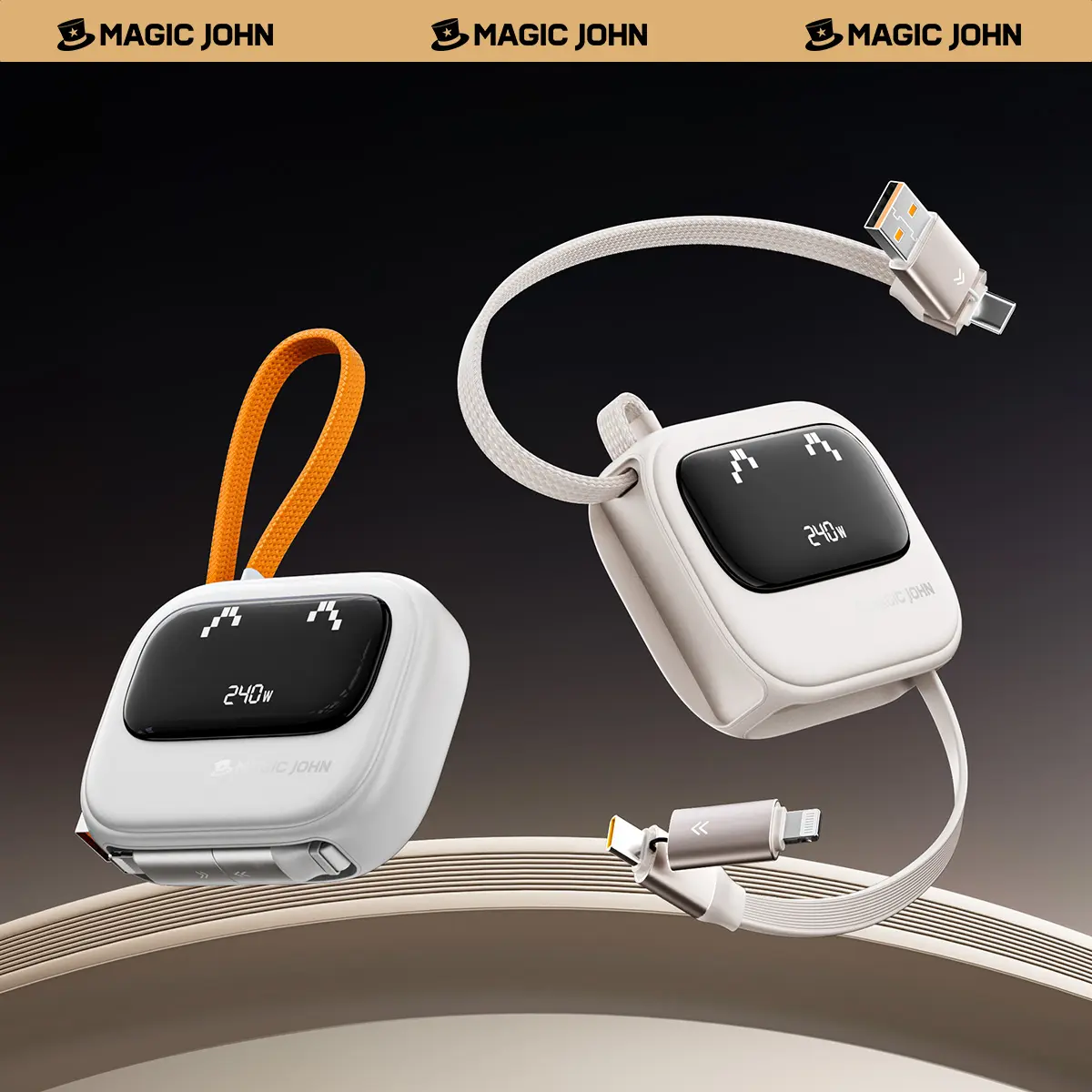 MAGIC JOHN 4-in-1 Retractable USB Charging Cable – 240W Fast Charging & Data Sync | Compatible with iPhone & Android | Retractable CarPlay Cable summerwins