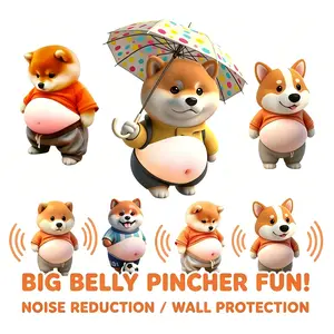 6Pcs 3D Cute Squishy Dog Belly Sticker, Super Soft Silicone Anti-Collision Stickers as Car Door Protector, Table Edge Protector & Cute Decor Sticker for Home and Car from Damage, Door Stopper Wall Protector