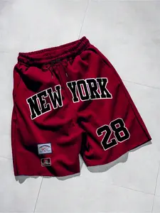 Men's American Casual Shorts, Fitted, Classic Letter Print, Knit, Multiple Colors Available, Fashion Street Style, Streetwear, All Seasons Wear, Activewear