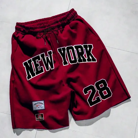 Men's American Casual, Fashionable Summer Shorts, Casual Sporty Shorts, Fitted, Classic Letter Print, Knit, Multiple Colors Available, Fashion Street Style, Streetwear, All Seasons Wear, Sport, Sports Clothes, Sportswear, Activewear, Athletic, Menswear