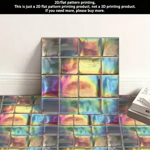 10 pieces of 2D flat PVC floor stickers, tile stickers, geometric art graphics, self-adhesive floor decoration stickers, suitable for kitchen, bathroom, bedroom, living room, balcony and other ground renovation