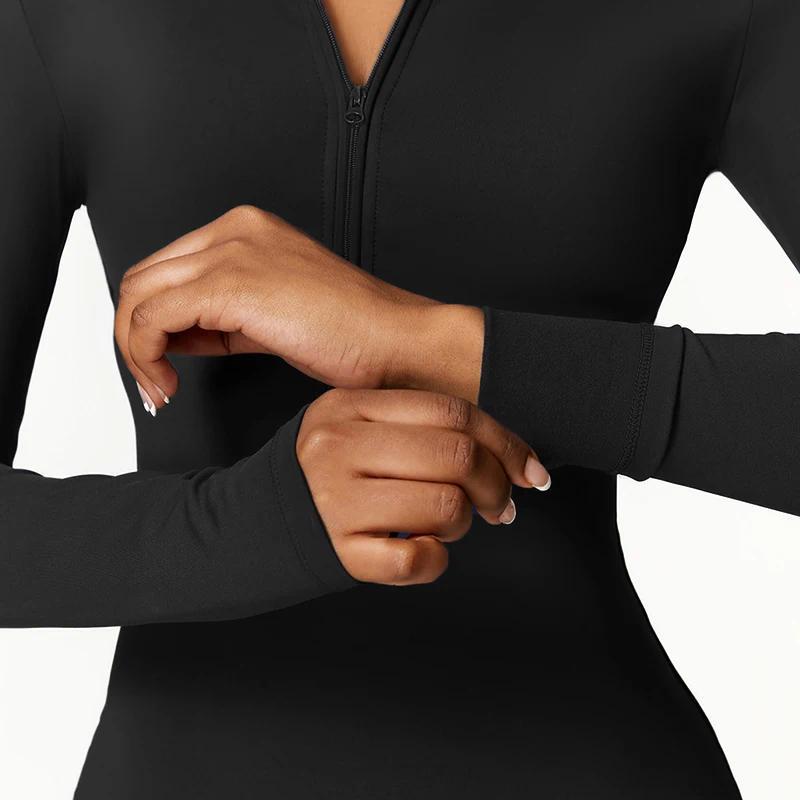 Warm Thin Fleece Jumpsuits Women's Tracksuit Winter One-Piece Sports Suit Black Fitness Jumpsuit Long Sleeves Workout Bodysuit