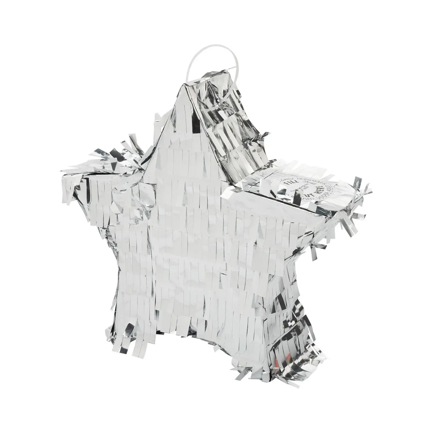 1 3/4" x 7" Mini Silver Foil Star Piñata Decorations with Drawstring - 3 Pc, Party Event Props, Burst Design, Birthday Gift Accessories, Festive Gifts