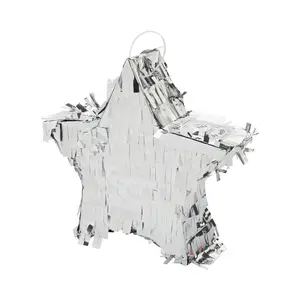 1 3/4" x 7" Mini Silver Foil Star Piñata Decorations - 3 Pc.
