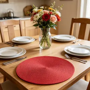 2pcs Round Woven Placemats, 7.09x7.09 Inch, Washable Non-Slip, Heat Resistant, Ideal for Kitchen, Dining, Home, Weddings, Parties