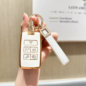for Land Rover Range Rover, Discovery, Range Rover Sport, 5-button gold edge stylish soft TPU keyless smart remote key fob case