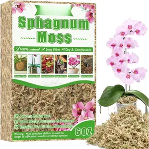 6 oz Sphagnum Moss for  Indoor, Long Fiber  Orchid Moss for Repotting Carnivorous , , Monstera, Flower & Reptile Terrariums Habitats (Expands to 8 qt)