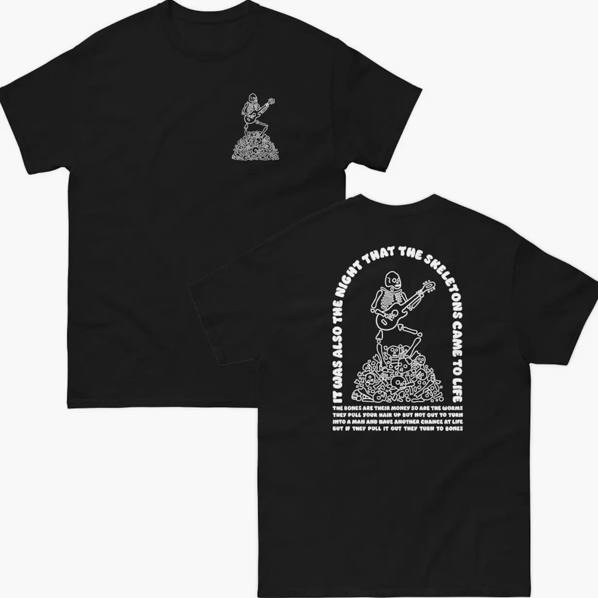 The Night That Skeletons Came To Life Shirt, Guitar Skeleton Meme Tee Viral Graphic Shirt, ITYSL Tim Robinson Inspired Tee