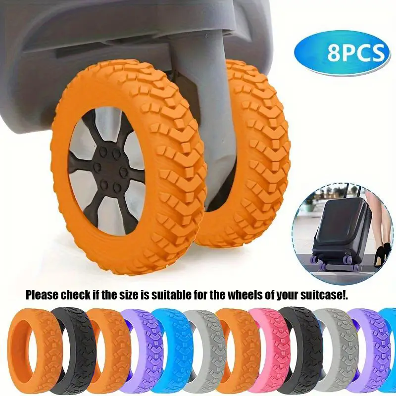 Durable Silicone Luggage Wheel Protectors, Shock Absorbing & Noise Reducing Suitcase Wheel Covers, Travel Accessory for Wheeled Bags, Baskets, Bins &
