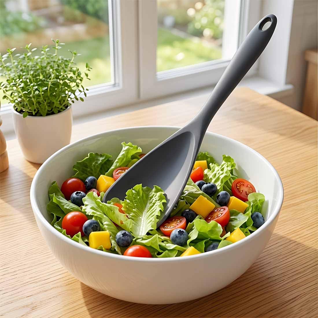Pack of 2 Cooking Spoons for Non Stick Cookware, Multifunction Spatula Spoon BPA-Free, One-Piece Design, Suitable for Scooping, Scraping, Serving and Mixing