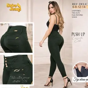 Delicada Truth 4 Buttons Faja Panty with Bag - High Waist Green Faja Interna Push Up Leggings for Women