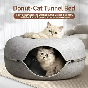 Four-season cat bed, warm in winter, felt doughnut cat bed, tunnel cat bed, cat toy, tire cat bed, tire dog bed