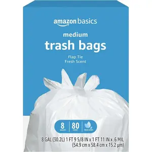 80-Count 8-Gallon Lavender-Scented Drawstring Trash Bags