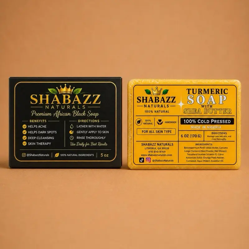 Shabazz Naturals *Bundle Deal African Black Soap 5 oz + Turmeric Glow 6 oz