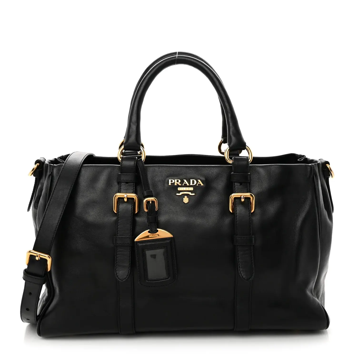 Pre-owned PRADA Soft Calfskin Travel Bags Shopping Satchel Black