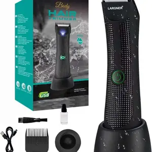 Largner Electric Body Hair Trimmer for Men, Waterproof Ball Shaver, USB Recharge, Replaceable Ceramic Blade, Male Hygiene Razor, Cordless Rechargeable Trimmer