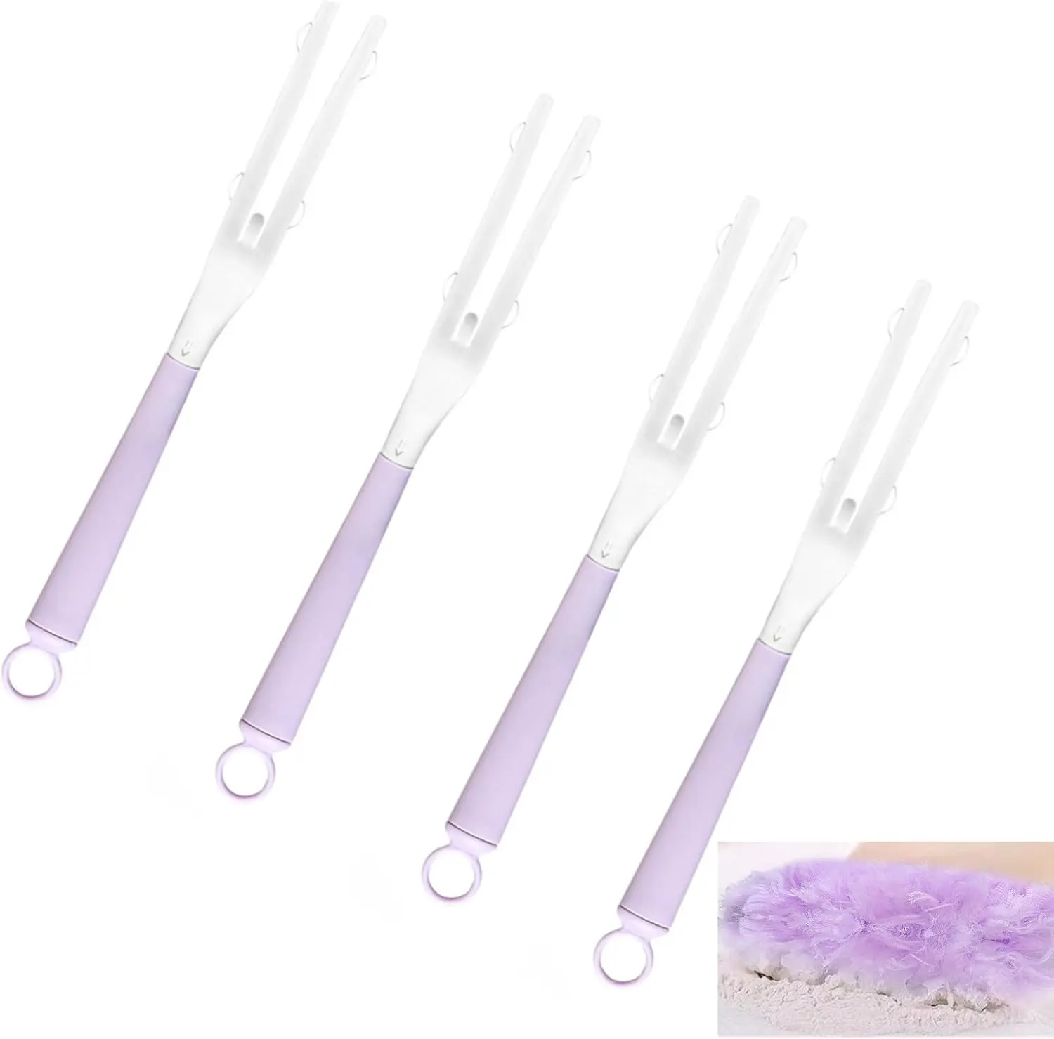 4 Pcs Purple Detachable Duster Handle Plastic Extended Mop Extension Wand Grip Ideal for Easy Home & Office Cleaning