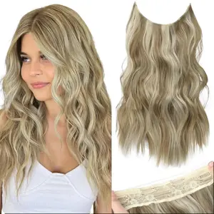 SummerVibes AISI HAIR 16/24 inch Curly Wavy Invisible Wire Hair Extensions with Transparent Wire Hairpieces for Women halo hair