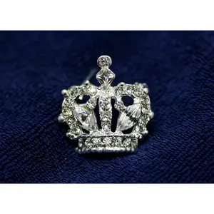 Rhinestone Crown Brooch Jewelry Clothing Pin Coat Accessories, Silver Plating Crystal Crown Lapel Pin
