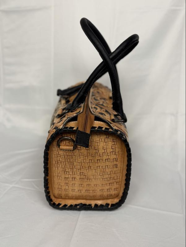 Tooled and cowhide mini
